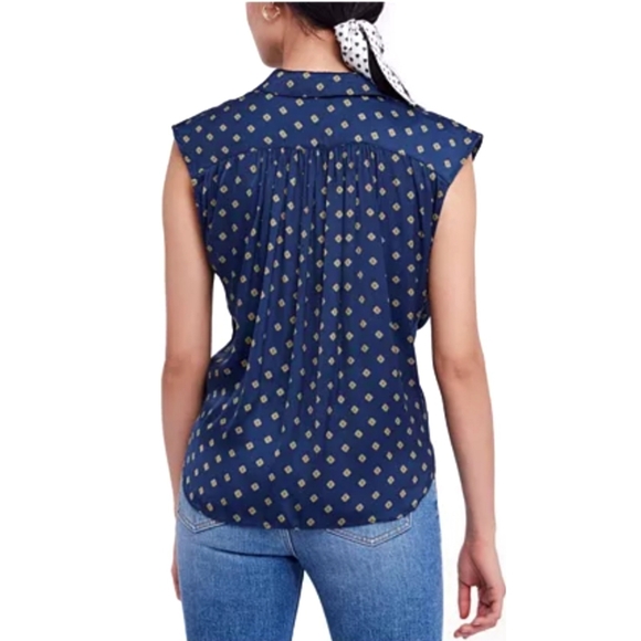 Free People Tie Front Top in Blue - Picture 3 of 5